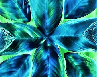 Blue and green abstract art, vibrant blue green, blue and green contemporary art, mysterious vibrant art, strange images, magical images