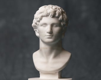Busto de mármol de Alejandro Magno, estatua tallada en mármol griego