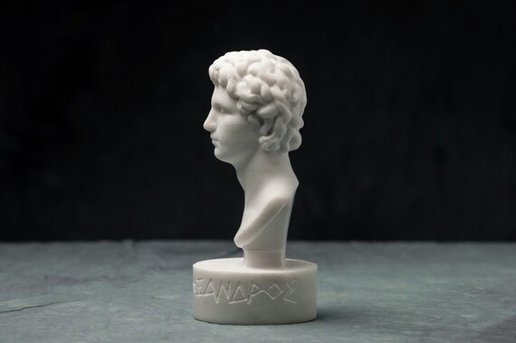MARBLE bust of Alexander the great statue carved Greek marble artist sculpture