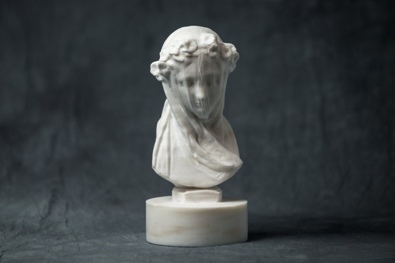 MARBLE bust of Veiled Lady by Monti statue carved figurine image 0