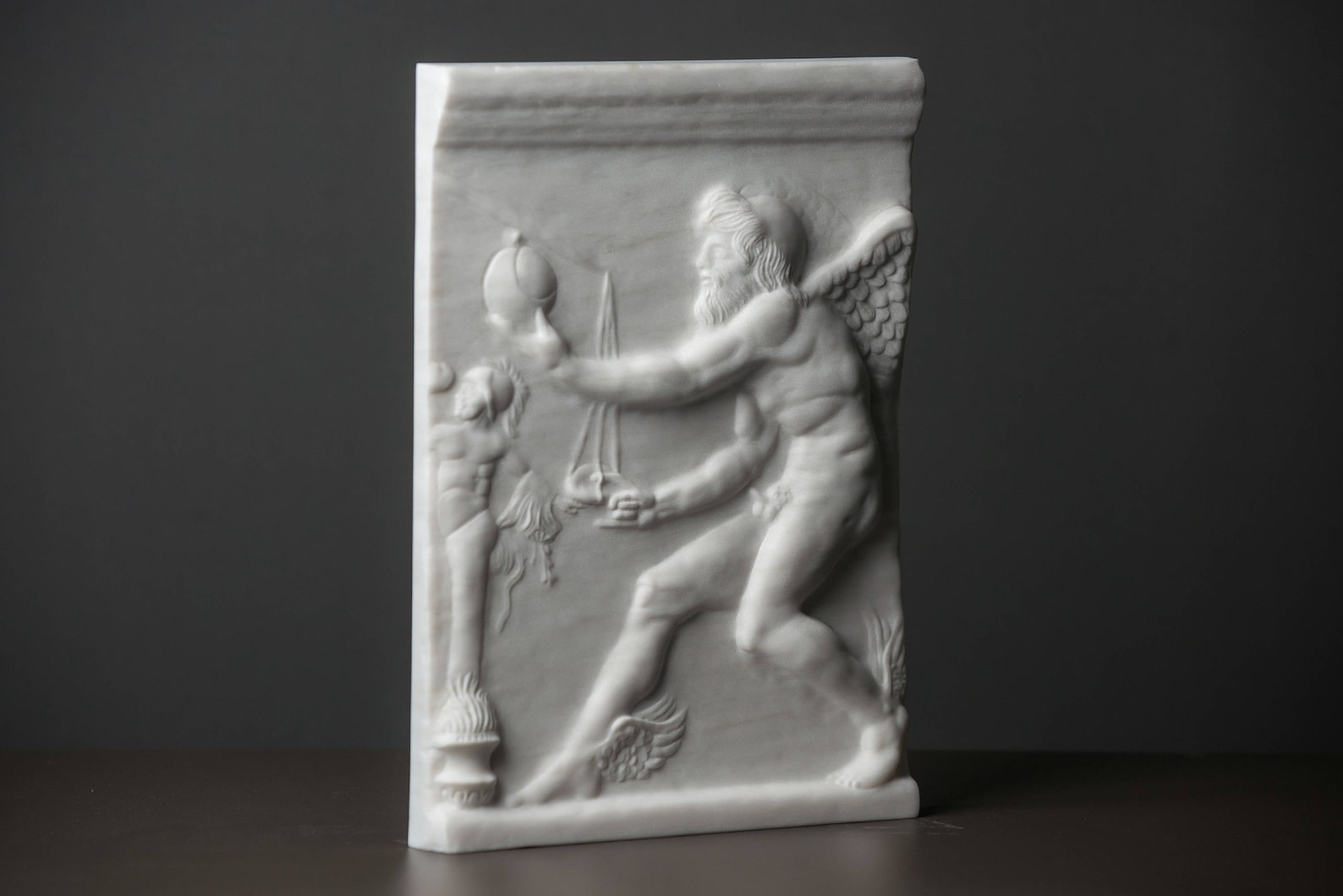 Carved MARBLE relief depicting Caerus Kairos Greek marble Etsy