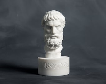 Philosopher Epicurus bust carved Greek marble statue artist sculpture