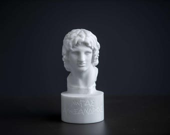 Bust of Alexander the great statue carved Greek marble figurine