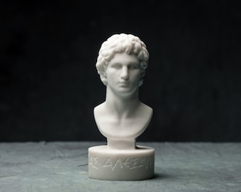 MARBLE bust of Alexander the great statue carved Greek marble artist sculpture