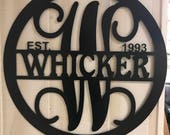 Fall Wreath, Front Door Decor, personalized Family Monogram, Last Name Established Sign, Realtor closing gift, Custom Monogram Door Hanger