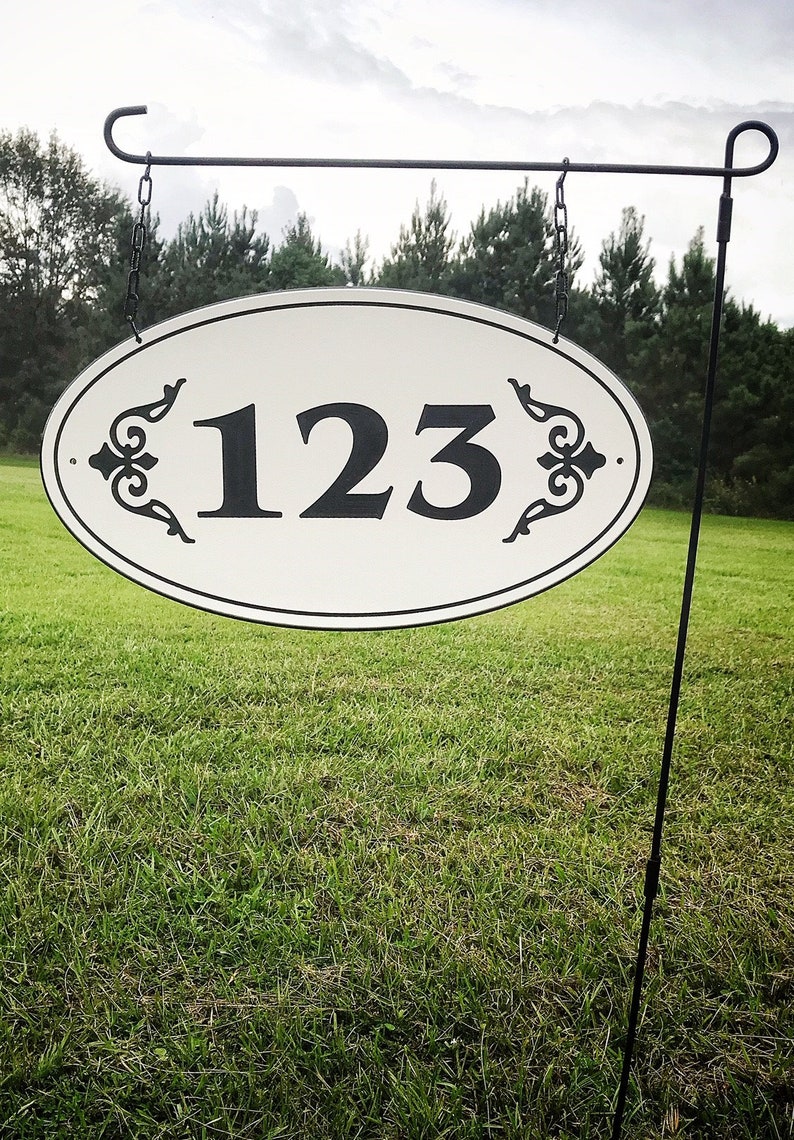 Modern House Numbers Plaque Hanging Address Sign Outdoors Etsy