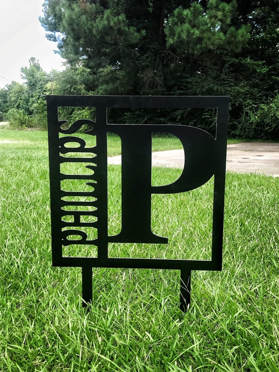 Personalized Monogram Yard Stake Address Plaque Lawn Sign Etsy