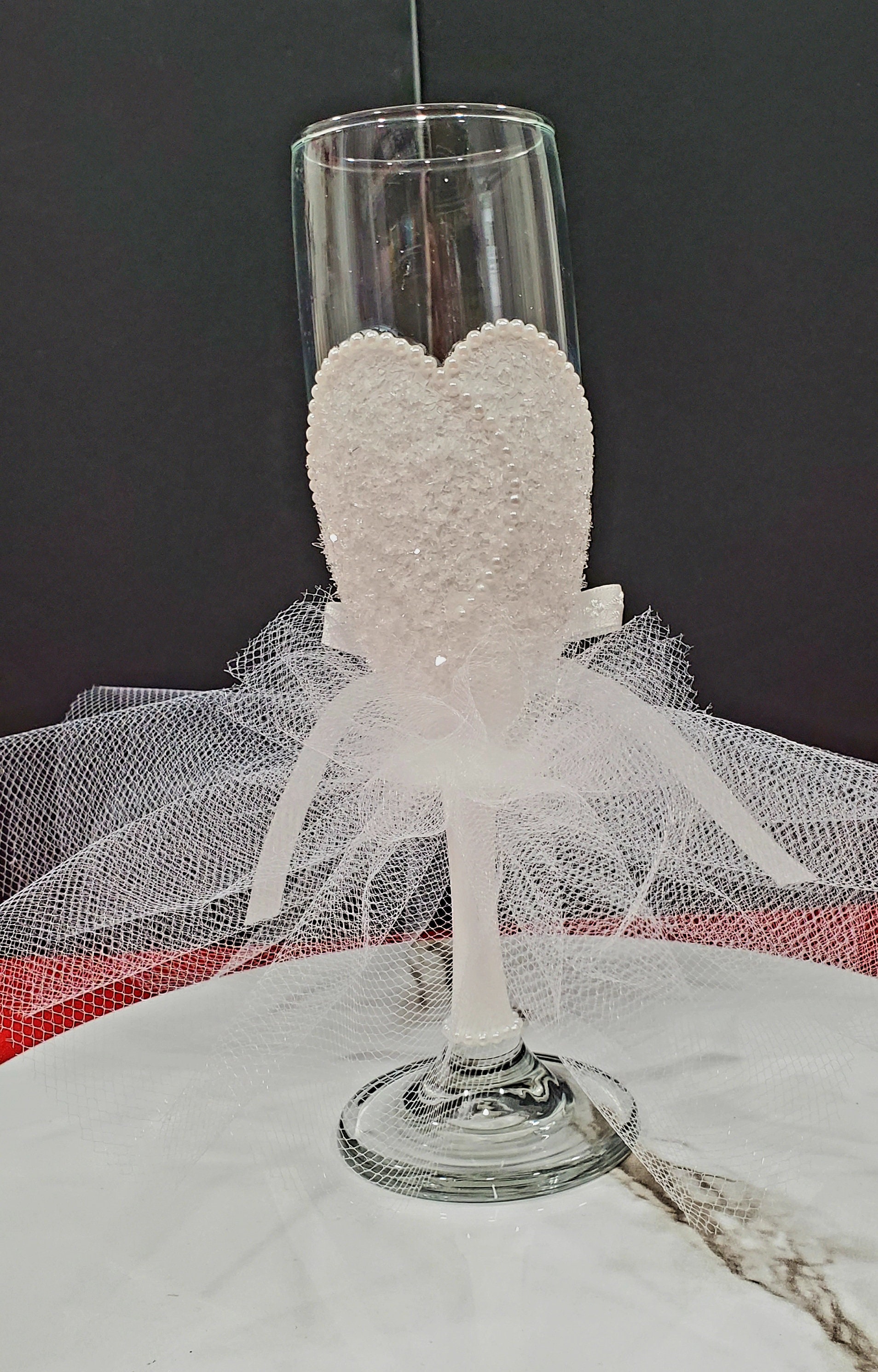 wedding dress champagne flute Handmade Wedding Dress Champagne Flute, Bridal Shower Decor