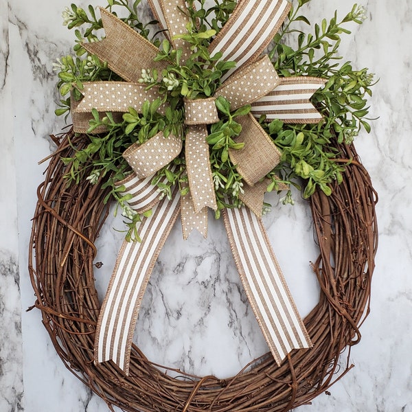 Everyday Wreath for Front Door, Neutral Grapevine Wreath