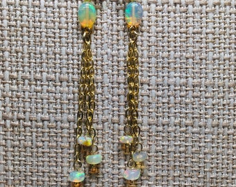 Natural Ethiopian opal and 14k gold fill earrings
