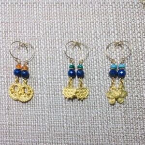 Choice of Ancient style Roman, Greek, Celtic, Bronze age earrings with 22k gold plate and gemstone beads