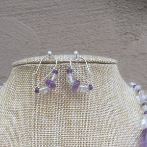 Roman Amethyst, Quartz and silver necklace and earring set image 2