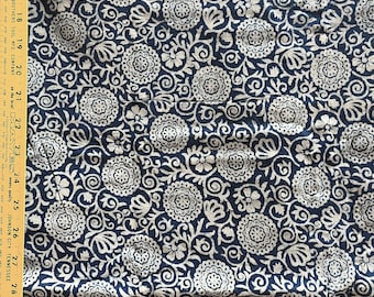 5 yards block printed indigo cotton fabric from India