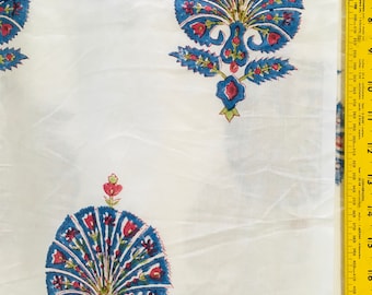 5 yards Ottoman Turkish printed cotton fabric, 2 colorways