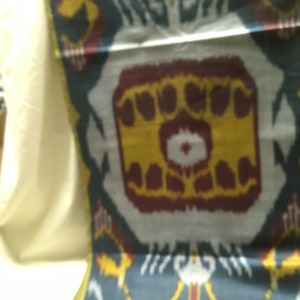 Hand woven silk/cotton ikat fabric from Uzbekistan