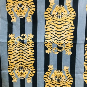 5 yards Tiger and stripe printed cotton from India