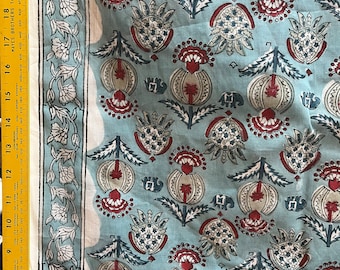 5 yards block printed cotton fabric from India