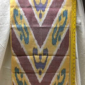 Hand woven silk/cotton ikat fabric from Uzbekistan
