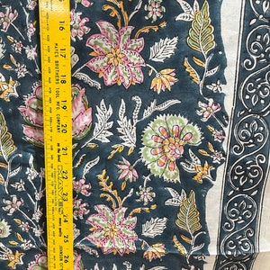 5 yards block printed cotton fabric from India