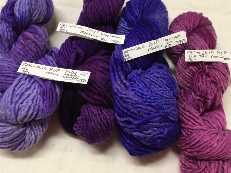 Luxury hand dyed merino yarn, multiple skeins, Pagewood Farm Merino Jewels image 1