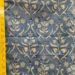 5 yards block printed cotton fabric from India