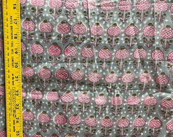 5 yards block printed cotton fabric from India