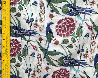 5 yards of Spectacular Ottoman Turkish block printed cotton fabric from India