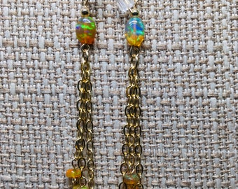 Golden Ethiopian opal and 14k gold filled earrings