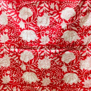 5 yards hand block printed cotton from India, true red!