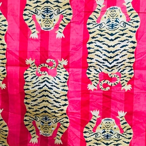 5 yards Tiger and stripe printed cotton from India
