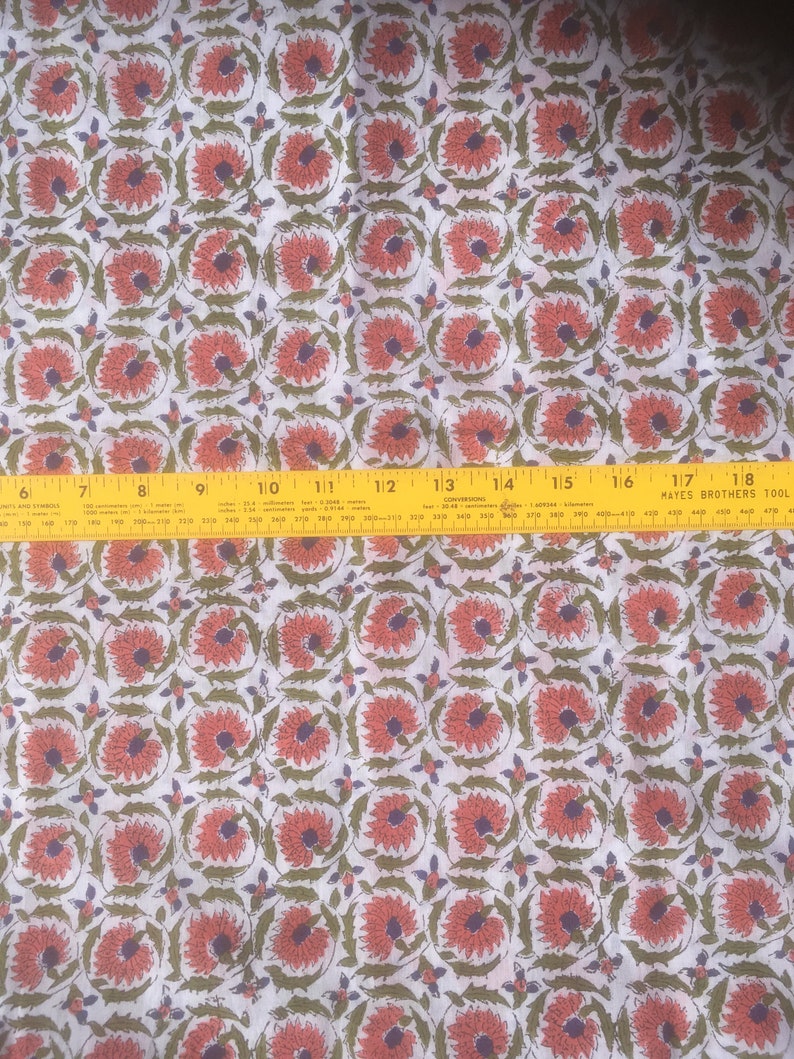 5 yards block printed cotton fabric