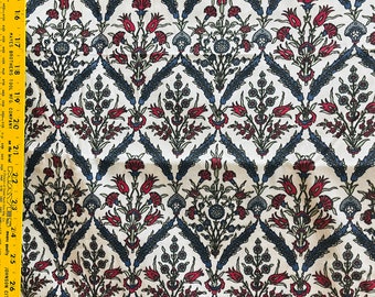 5 yards Ottoman style block printed cotton fabric from India