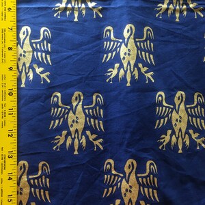 5 yards Blue and metallic Gold Pelican fabric SCA Peerage