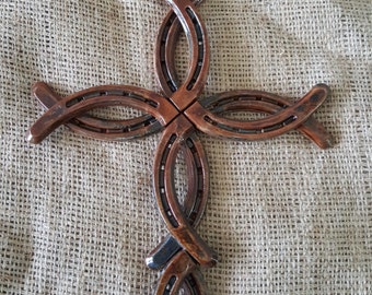 Horseshoe Cross  Fish Cross  Rustic Made in Montana