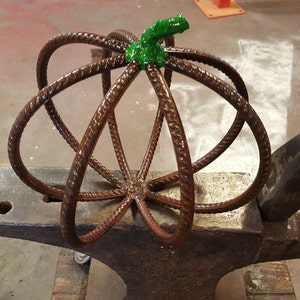 Rebar Pumpkin Horseshoe Pumpkin  Garden Art  Made in Montana Folk Art Home Decor Fun Rustic metal pumpkin