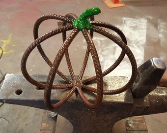 Rebar Pumpkin Horseshoe Pumpkin  Garden Art  Made in Montana Folk Art Home Decor Fun Rustic metal pumpkin
