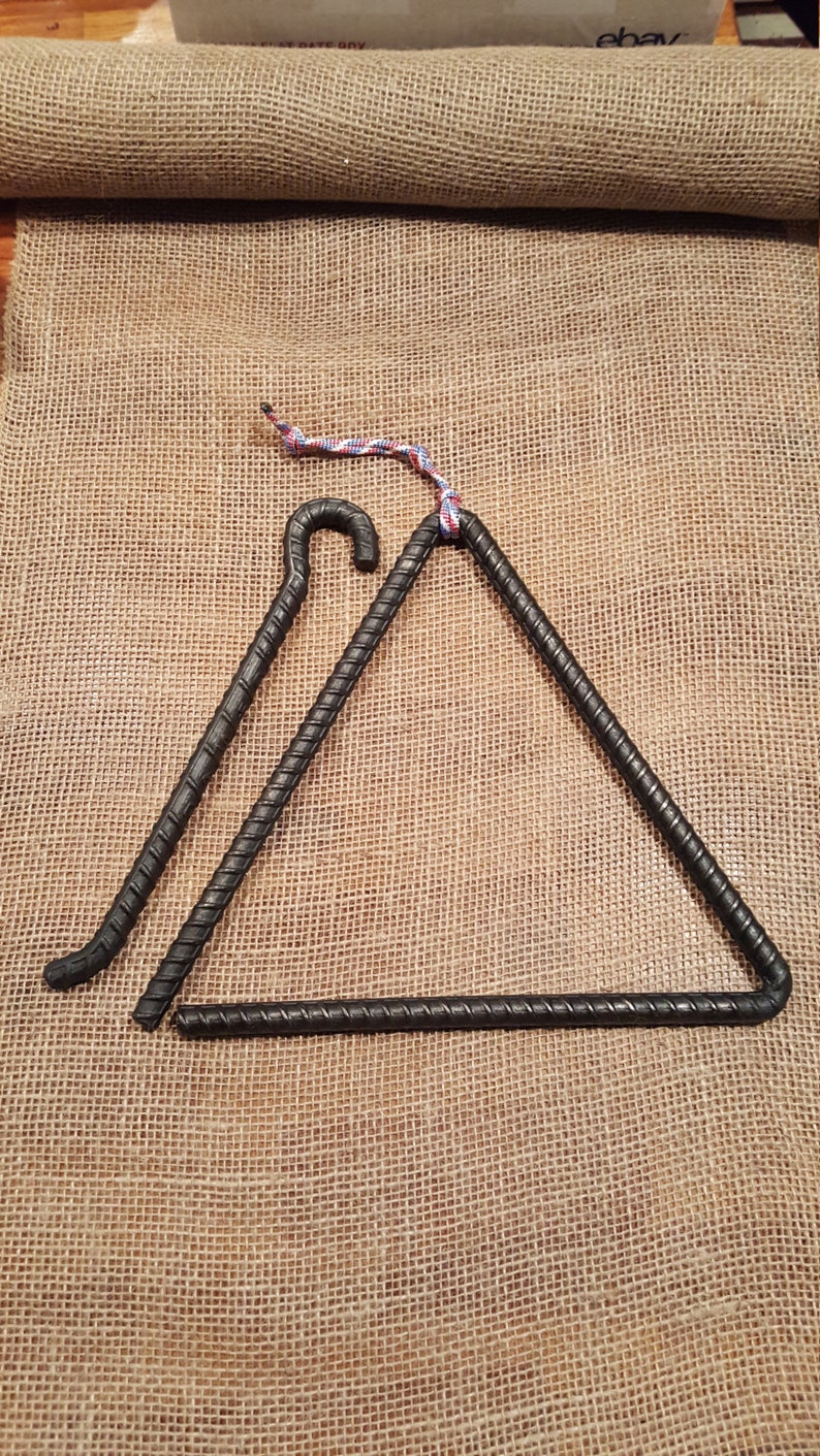 Triangle Dinner Bell Blacksmith Iron Steel Western Cowboy Rebar image 1