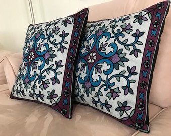 Handmade Pillow Cover set of two | Boho Pillow Cover | Handwoven Pillow Cover | Hmong Pillow Cover | Embroidery pillow cover