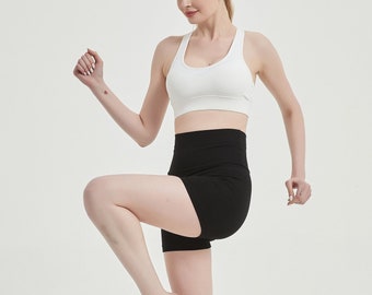 Short taille haute pour femme Short en élasthanne Short d'exercice Short de sport Short de yoga Short pour femme active Entrejambe de 4 po.
