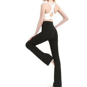 High Waisted Yoga Pants Cotton Yoga Pants Bootcut Pants Flare Pants for Tall Flare Spandex Leggings 32"-36" Long Inseam Pants