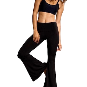 Handmade Cotton Spandex Bell Bottom Yoga Pants: Comfy Lounge Wear 28&quot;-30&quot; Inseam