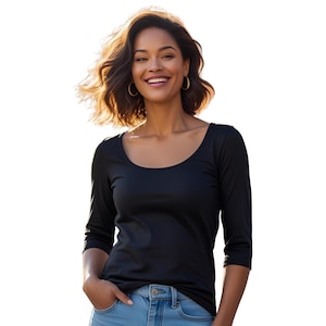 Women&#39;s Top Half Sleeves Sleeves Scoop Neck Top Tee Shirt Knit Blouse Everyday Wear Casual Top Tee Cotton Spandex Shirt Custom Length