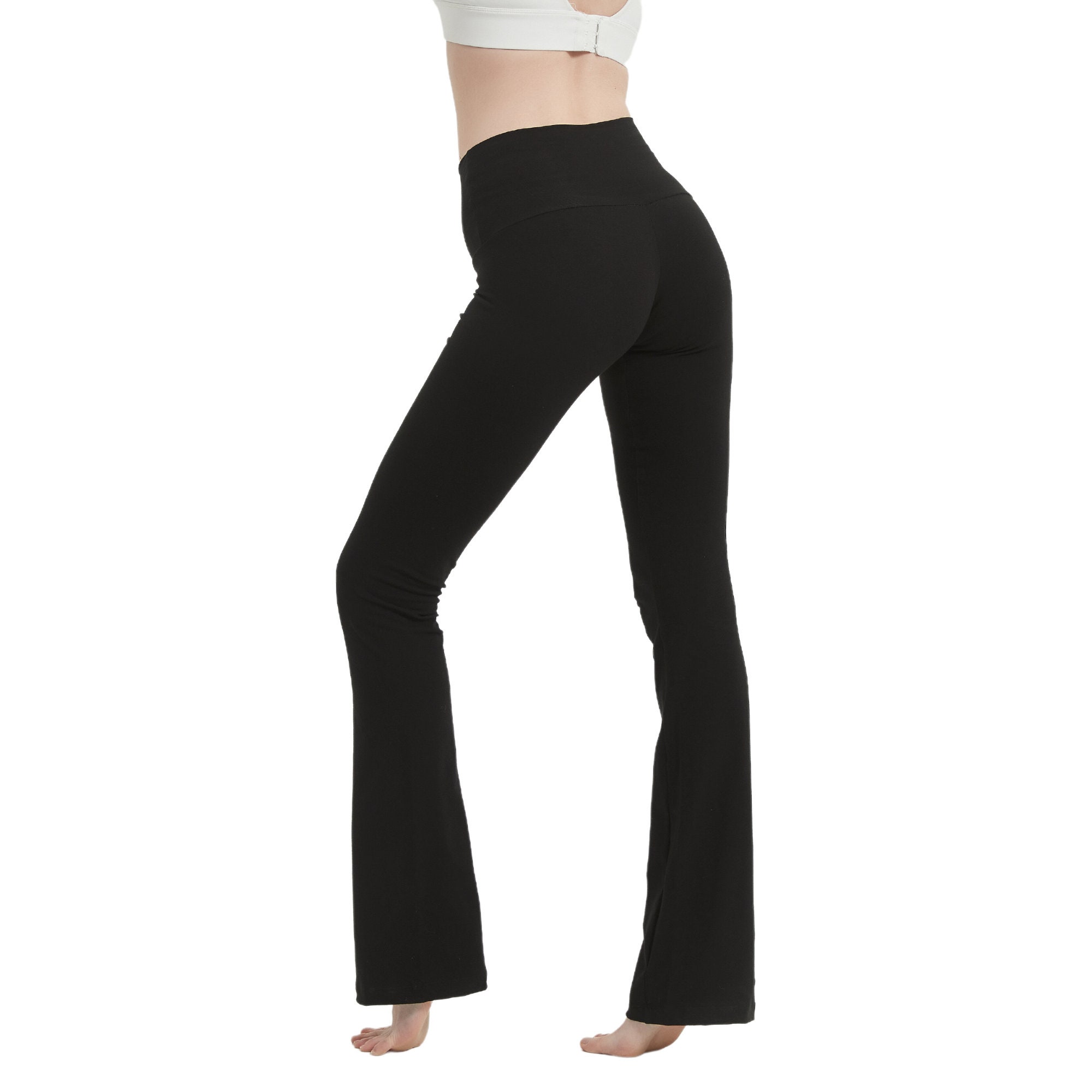 High Waisted Flare Pants Cotton Yoga Pants Bootcut Pants Wide Leg