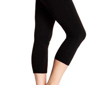 Women yoga capris leggings cotton spandex crop length leggings crop pants activewear leggings workout outfit  24" inseam