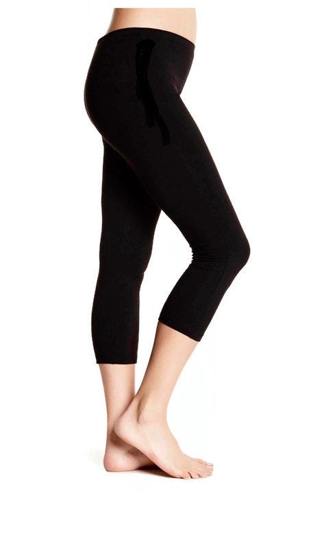 Womens Plus Size Stretchy Plain 3/4 Under Knee Crop Capri Leggings Pants  8-26