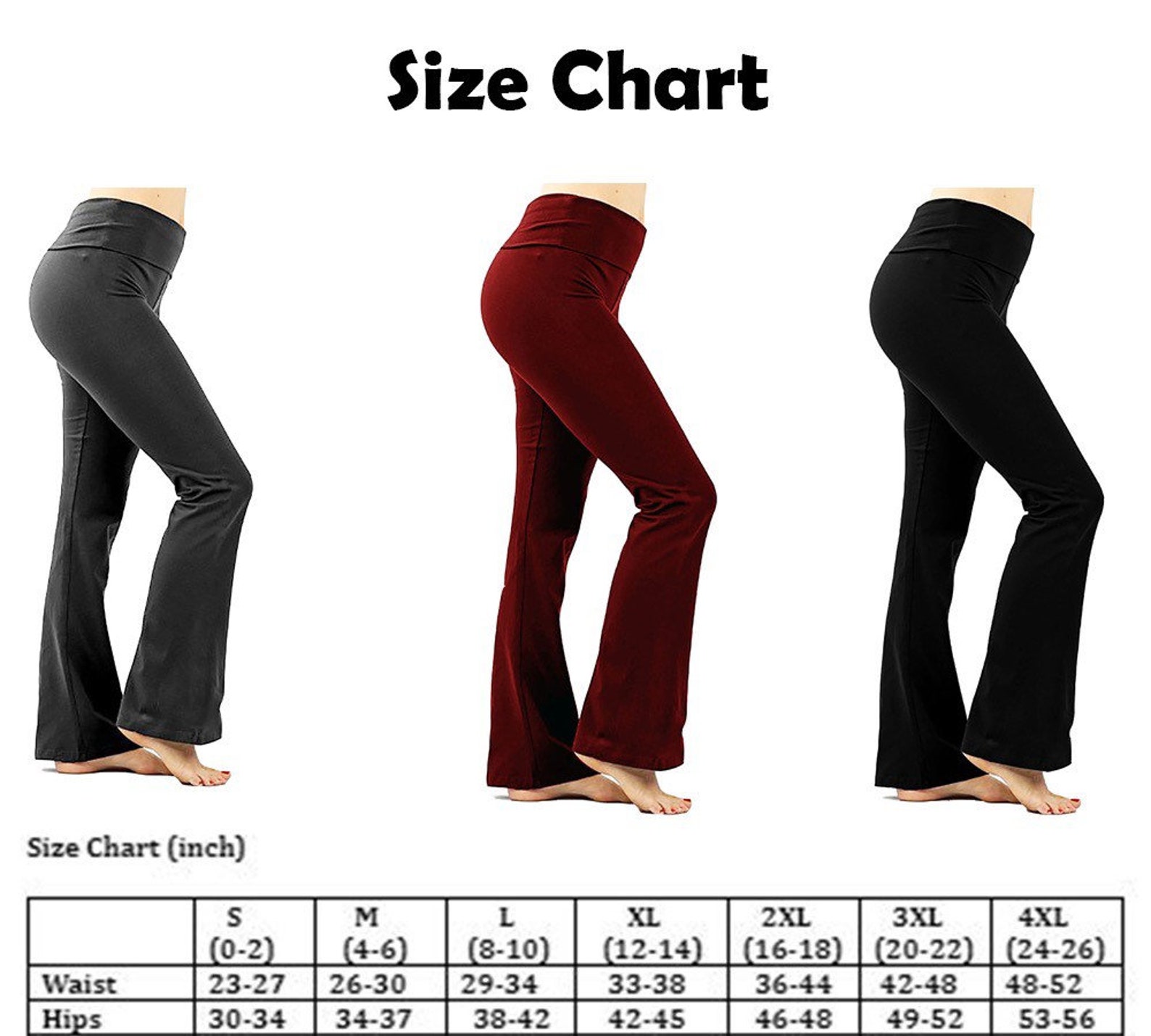 Women 34 long inseam high waist foldover bootcut yoga Etsy