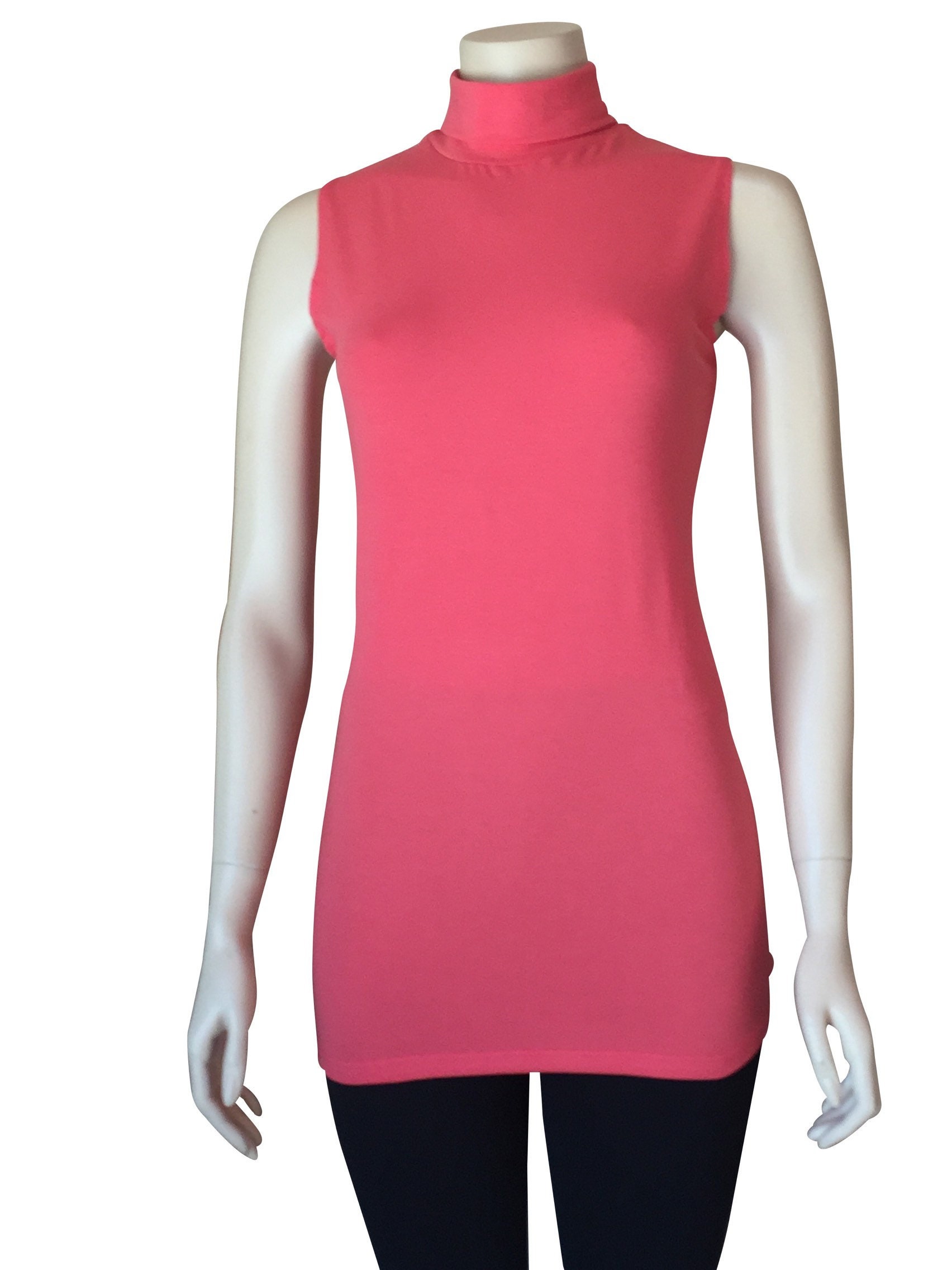 Women Sleeveless Turtleneck Tunic Top Blouses Etsy