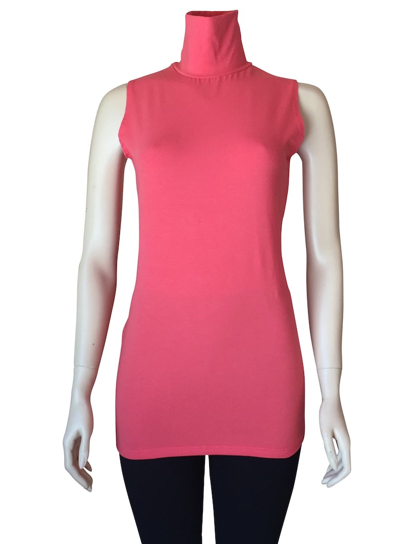Women Sleeveless Turtleneck Tunic Top Blouses Etsy