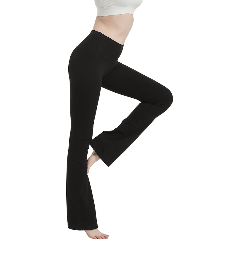 High Waisted Yoga Pants Cotton Yoga Pants Bootcut Pants Flare Pants for Tall Flare Spandex Leggings 3236 Long Inseam Pants image 3