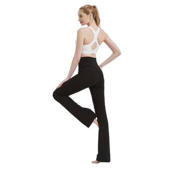 Flare Wide Leg Leggings Women High Waist Foldover Yoga Pants Bootcut  Fitness Gym | eBay